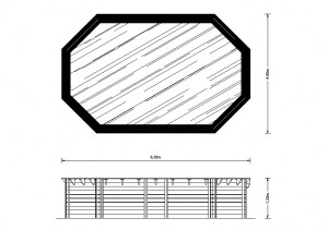 Interline houten zwembad plattegrond 6.40 x 4.00