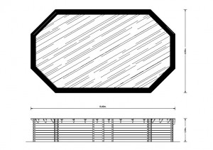 Interline houten zwembad plattegrond 8.40 x 4.90